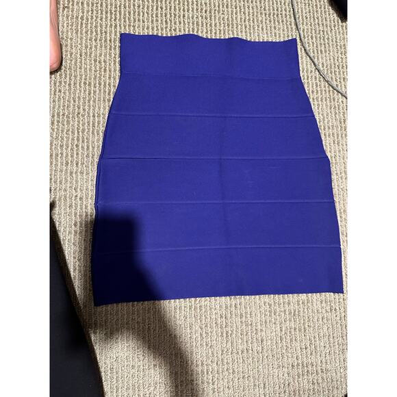 BCBG MaxAzria Simone Bandage Mini Skirt Stretchy Pull On Navy Blue Small NWT - Picture 4 of 5